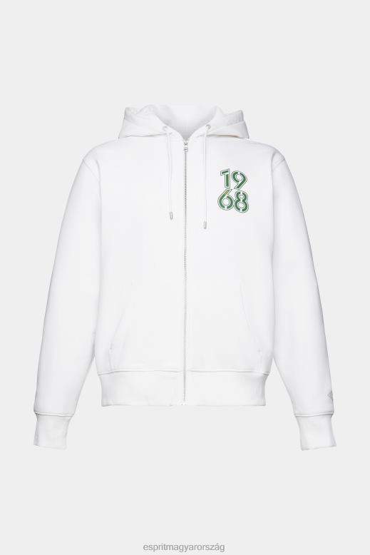 Esprit teljes hosszúságú cipzáras kapucnis pulcsi férfiak fehér pulóverek és pulóverek F8HN8634