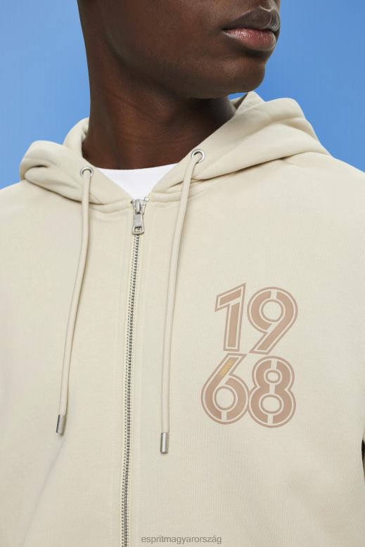 Esprit teljes hosszúságú cipzáras kapucnis pulcsi férfiak világos szürkés pulóverek és pulóverek F8HN8635