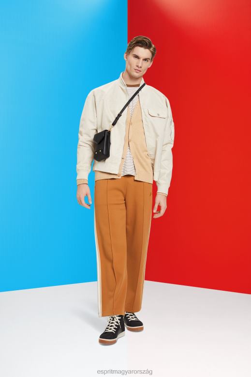 Esprit V-nyakú fenntartható pamut kardigán férfiak bézs pulóverek F8HN8775