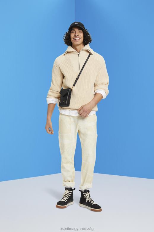 Esprit félcipzáras kötött pulóver férfiak világos szürkés pulóverek F8HN8761