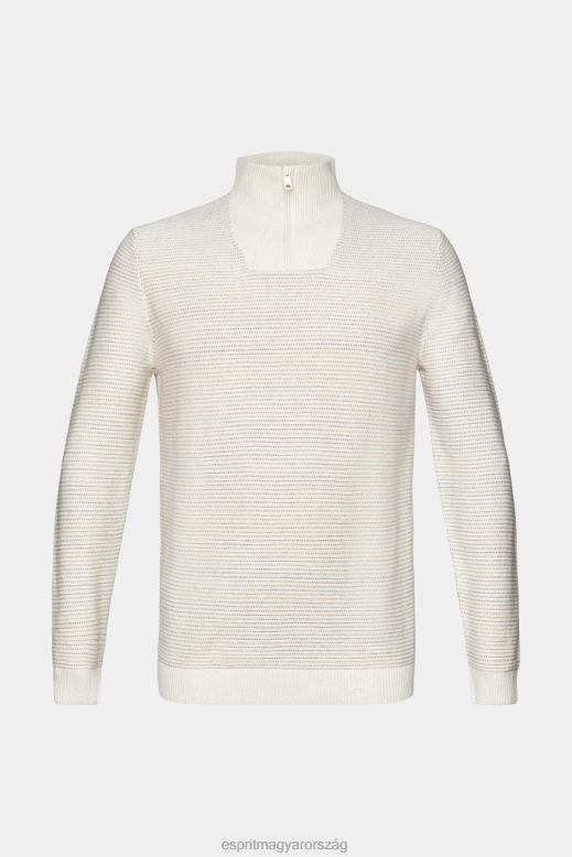 Esprit félcipzáras kötött pulóver színes csíkokkal férfiak törtfehér pulóverek F8HN8727