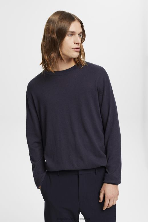 Esprit finom kötésű pulóver férfiak haditengerészet pulóverek F8HN8684