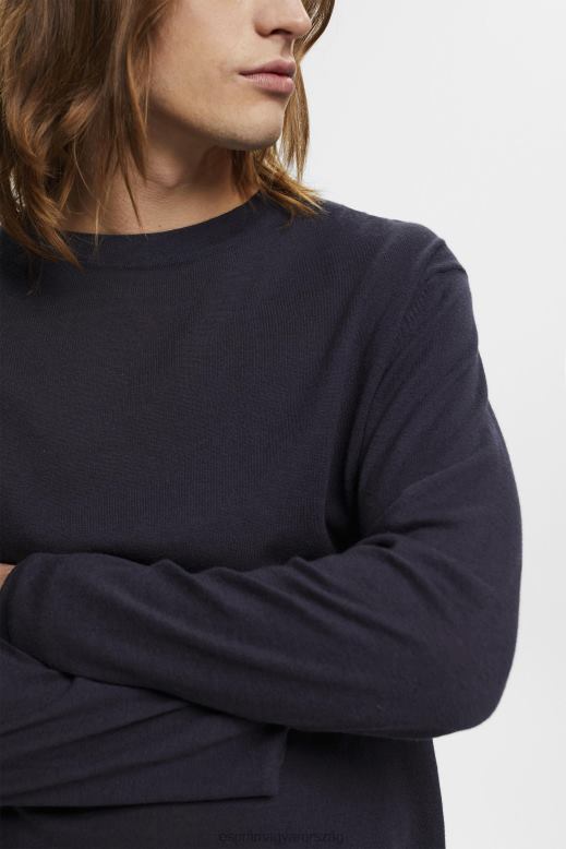 Esprit finom kötésű pulóver férfiak haditengerészet pulóverek F8HN8684