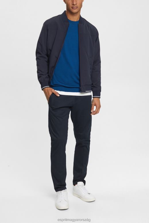 Esprit kötött gyapjú pulóver férfiak benzinkék pulóverek F8HN8905