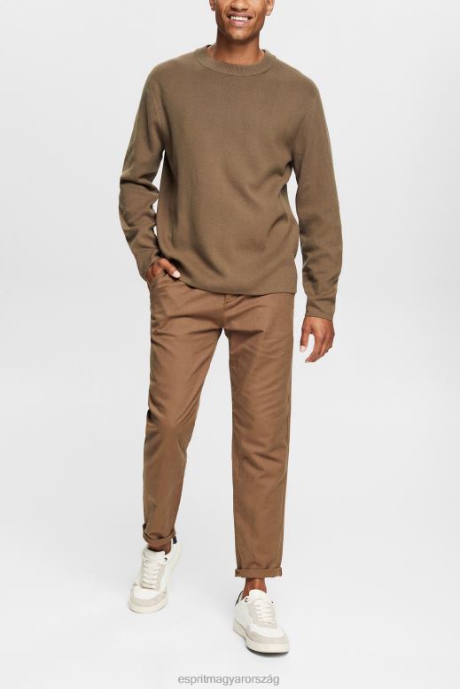 Esprit kötött pulóver férfiak khaki zöld pulóverek F8HN8840