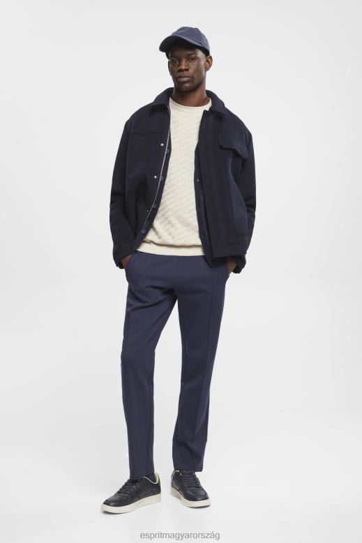 Esprit texturált legénynyakú jumper férfiak világos szürkés pulóverek F8HN8718