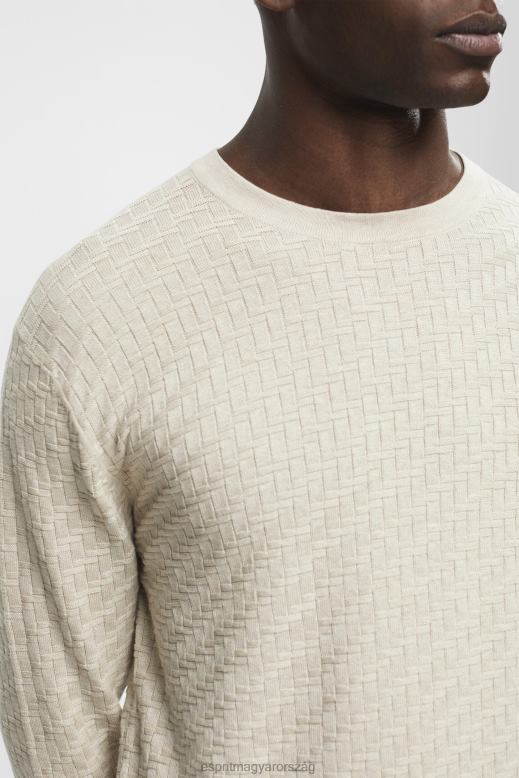 Esprit texturált legénynyakú jumper férfiak világos szürkés pulóverek F8HN8718