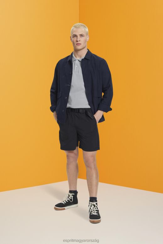 Esprit rövidnadrág beépített övvel férfiak fekete rövidnadrág F8HN8671