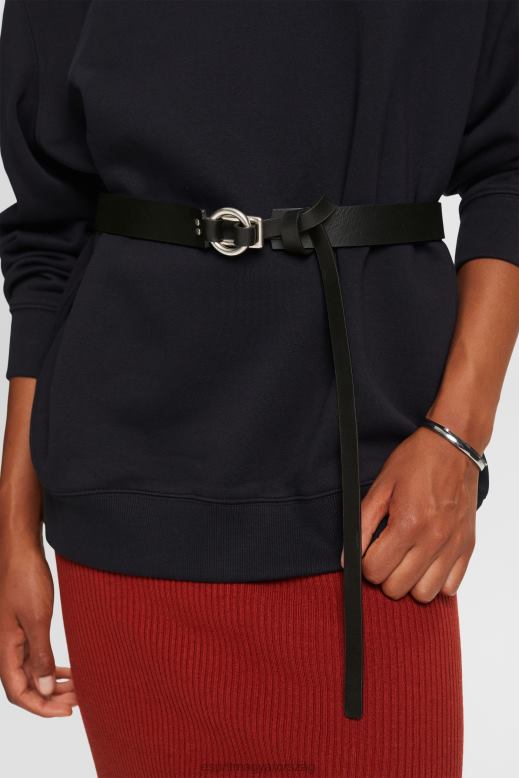 Esprit bőr áthúzható öv nők fekete kiegészítők F8HN818