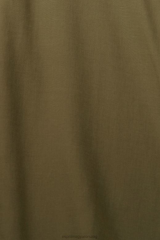 Esprit V-nyakú blúz, lenzing ecovero nők sötét khaki blúzok F8HN8555