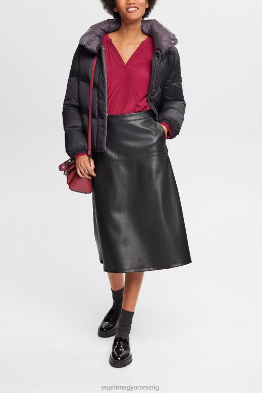 Esprit blúz smocked részletekkel, lenzing ecovero nők meggy piros blúzok F8HN8371