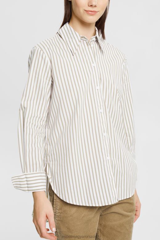 Esprit hosszú csíkos szőtt blúz nők fehér blúzok F8HN8397