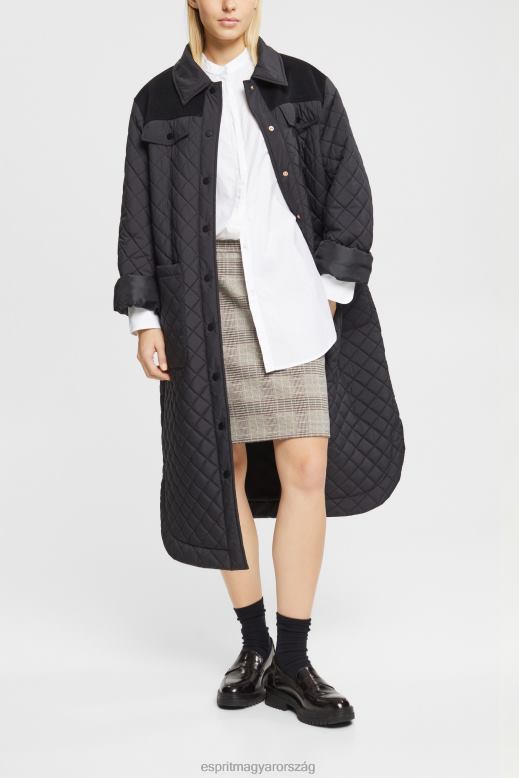 Esprit kerek nyakú blúz, biopamut nők fekete blúzok F8HN8334