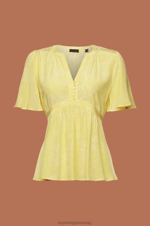 Esprit rövid ujjú blúz megkötős övvel nők halványsárga blúzok F8HN8222