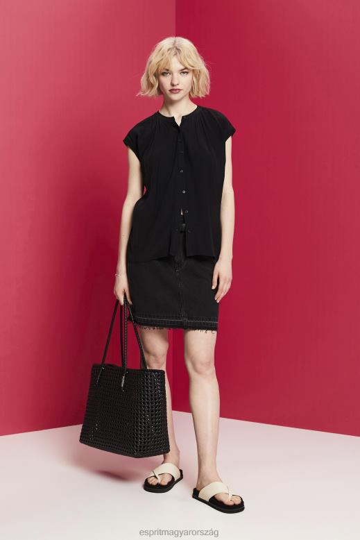 Esprit rövid ujjú blúz nők fekete blúzok F8HN8220