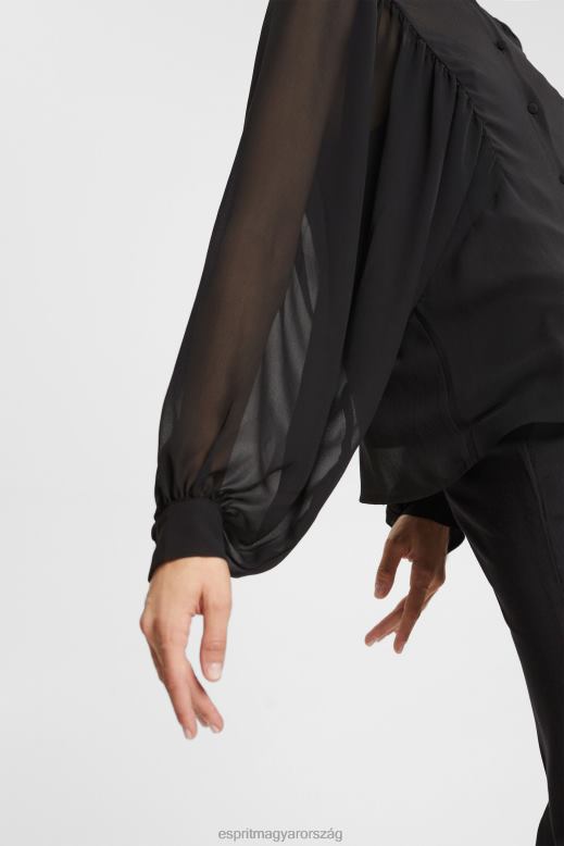 Esprit széles sifon blúz nők fekete blúzok F8HN8426
