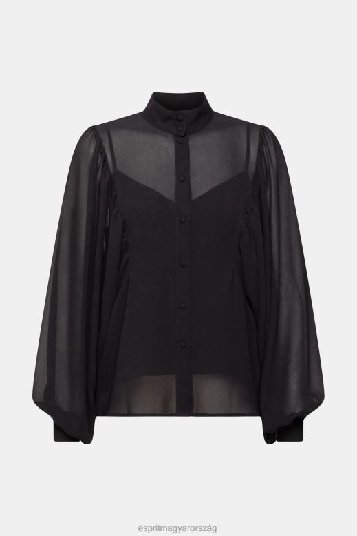 Esprit széles sifon blúz nők fekete blúzok F8HN8426