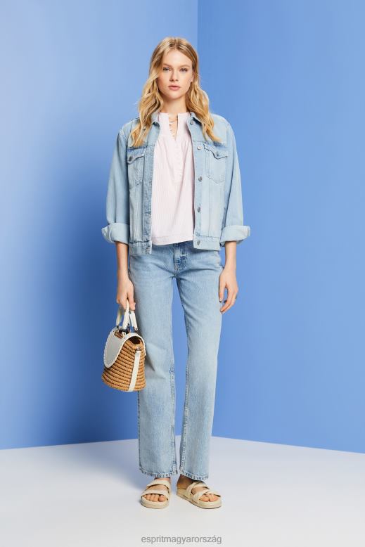 Esprit texturált rövid ujjú blúz nők világos rózsaszín blúzok F8HN8117