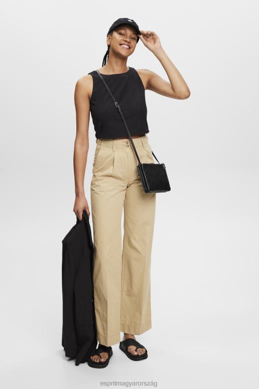 Esprit vágott ujjatlan blúz nők fekete blúzok F8HN8307