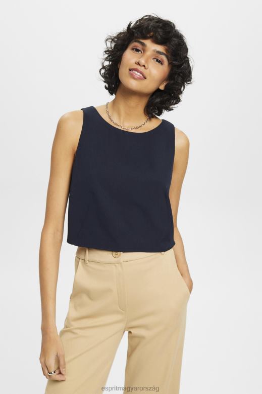 Esprit vágott ujjatlan blúz nők haditengerészet blúzok F8HN8310