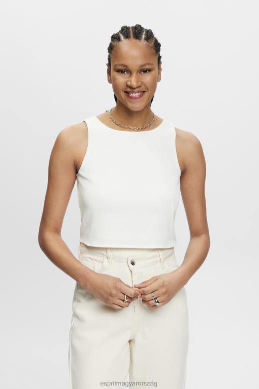 Esprit vágott ujjatlan blúz nők törtfehér blúzok F8HN8308