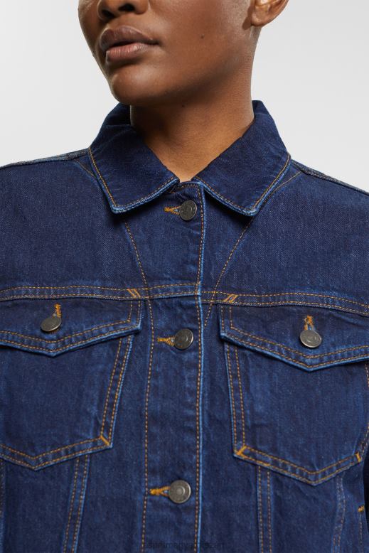 Esprit farmerdzseki nők kék sötét mosás dzsekik F8HN8554