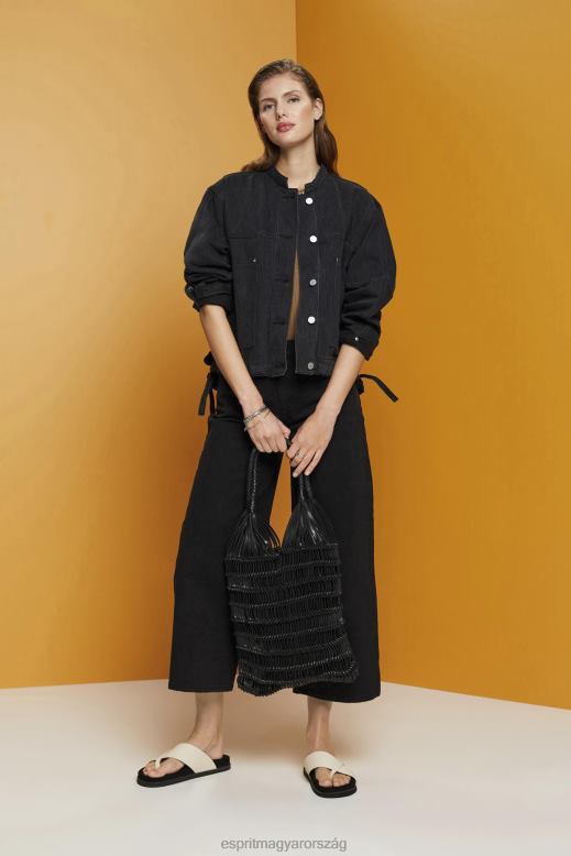 Esprit gallér nélküli farmer dzseki húzózsinórral nők fekete közepes mosás dzsekik F8HN8297