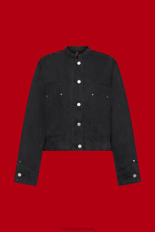 Esprit gallér nélküli farmer dzseki húzózsinórral nők fekete közepes mosás dzsekik F8HN8297