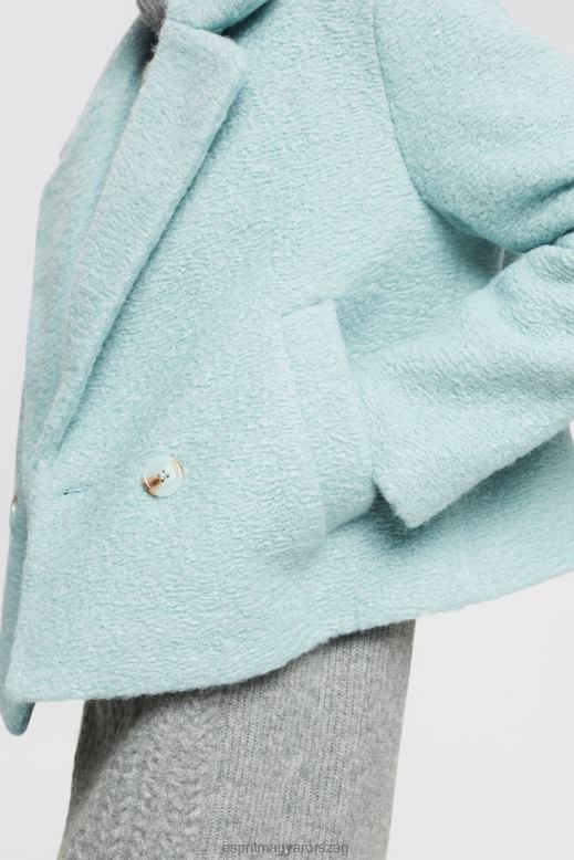 Esprit műgyapjú szőtt kabát nők világos aqua zöld dzsekik F8HN8436