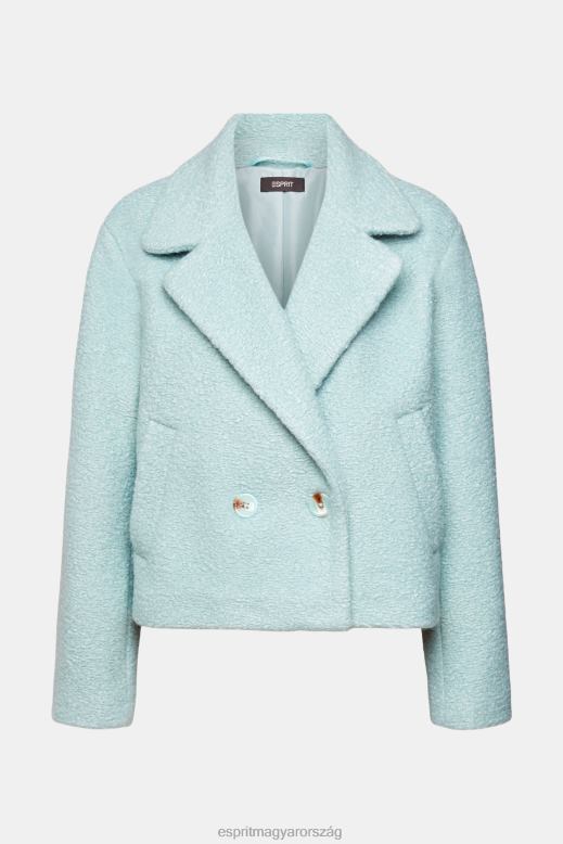 Esprit műgyapjú szőtt kabát nők világos aqua zöld dzsekik F8HN8436