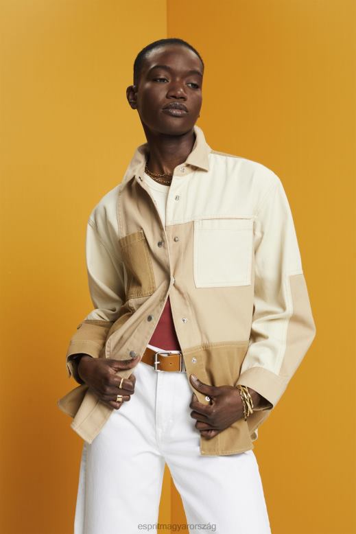 Esprit patchwork shacket nők bézs dzsekik F8HN8293