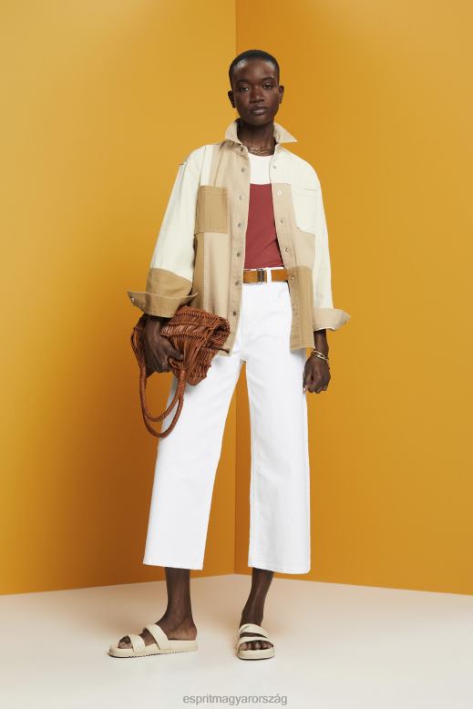 Esprit patchwork shacket nők bézs dzsekik F8HN8293