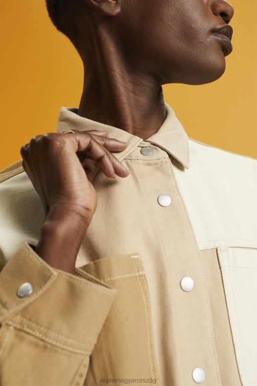 Esprit patchwork shacket nők bézs dzsekik F8HN8293