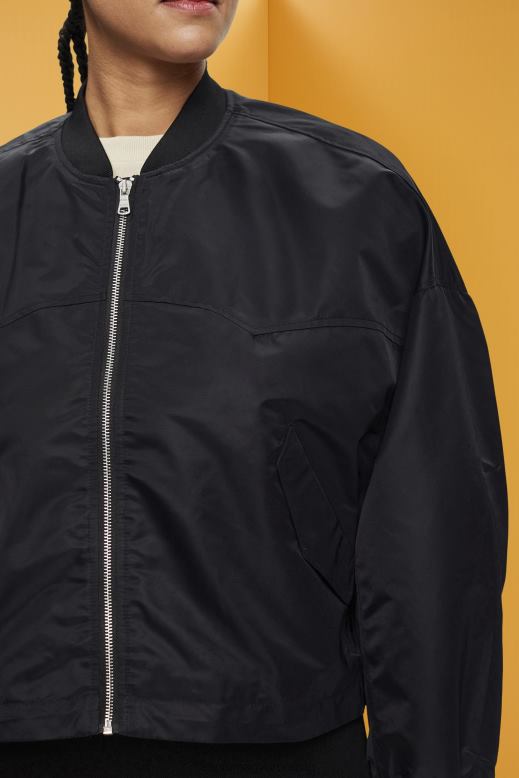 Esprit túlméretezett bomber dzseki nők fekete dzsekik F8HN8213