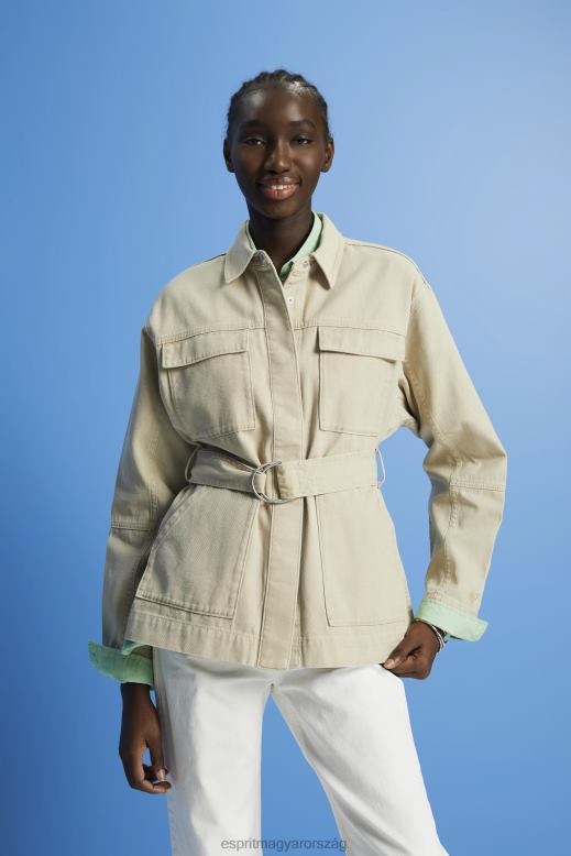 Esprit öves twill kabát nők homok dzsekik F8HN8292