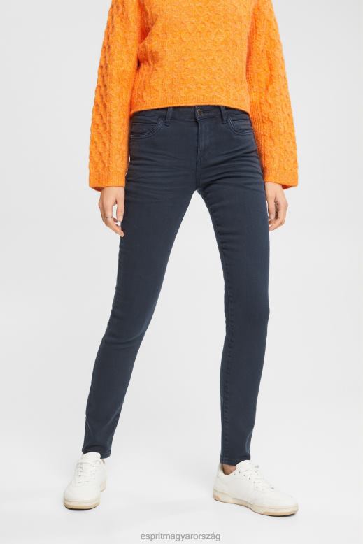 Esprit közepes magasságú karcsú szabású sztreccs farmernadrág nők benzinkék farmer F8HN8565