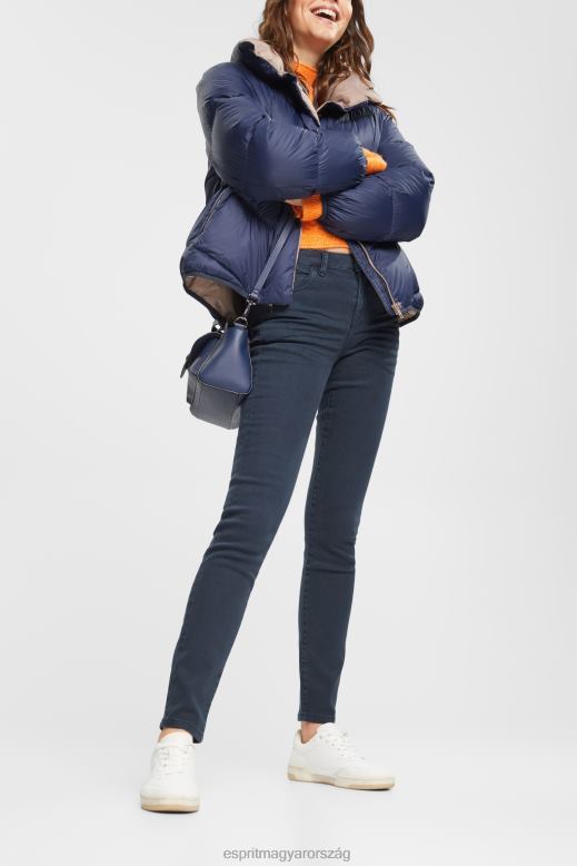 Esprit közepes magasságú karcsú szabású sztreccs farmernadrág nők benzinkék farmer F8HN8565