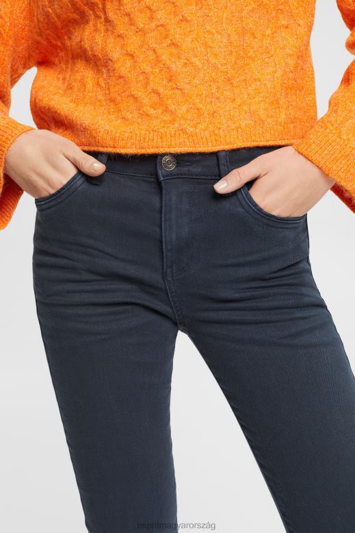 Esprit közepes magasságú karcsú szabású sztreccs farmernadrág nők benzinkék farmer F8HN8565