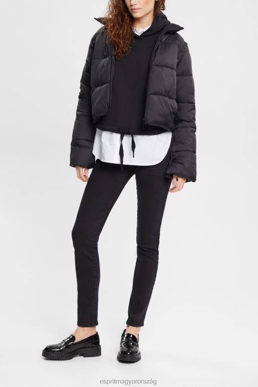 Esprit közepes magasságú karcsú szabású sztreccs farmernadrág nők fekete farmer F8HN8564