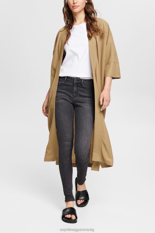 Esprit közepes magasságú kasmír tapintású sztreccs farmernadrág nők szürke sötét mosás farmer F8HN8341