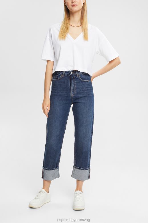 Esprit közepes magasságú laza szabású farmer nők kék közepes mosás farmer F8HN8325