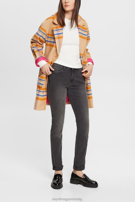 Esprit közepes magasságú, vékony szabású sztreccs farmernadrág, dual max nők szürke sötét mosás farmer F8HN8398