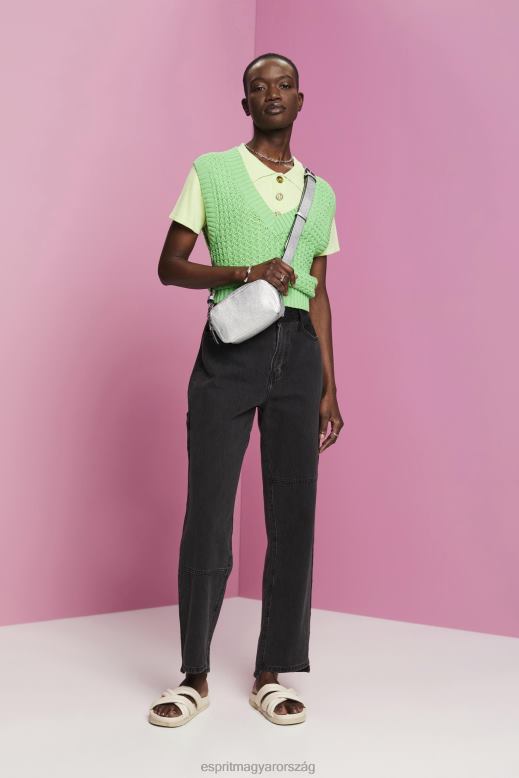 Esprit széles szárú farmer aszimmetrikus szegéllyel nők fekete közepes mosás farmer F8HN8212