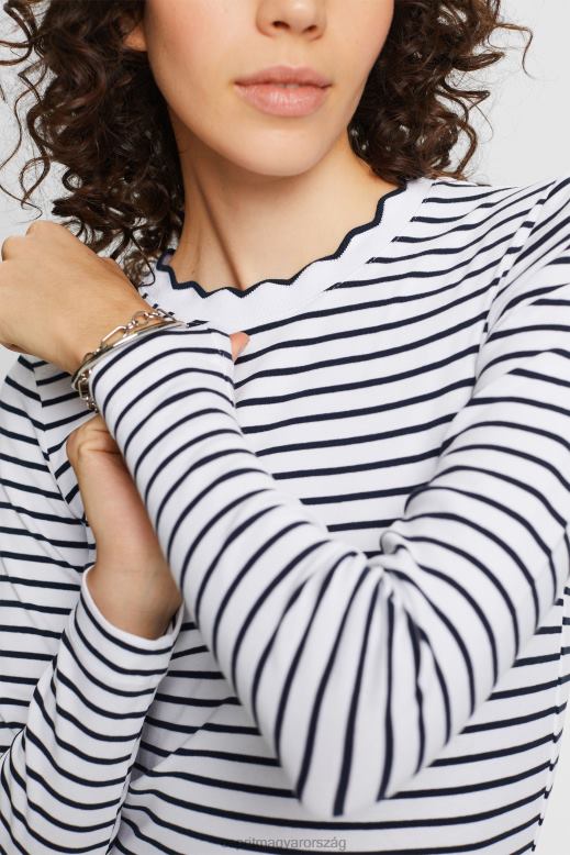 Esprit hosszú ujjú felső csipkés nyakkal nők fehér hosszú ujj F8HN834