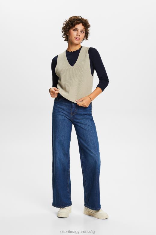 Esprit hosszú ujjú felső csipkés nyakkal nők haditengerészet hosszú ujj F8HN833