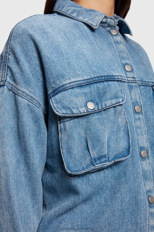 Esprit alkalmi farmer ing nők kék fényű mosás ingek F8HN8485