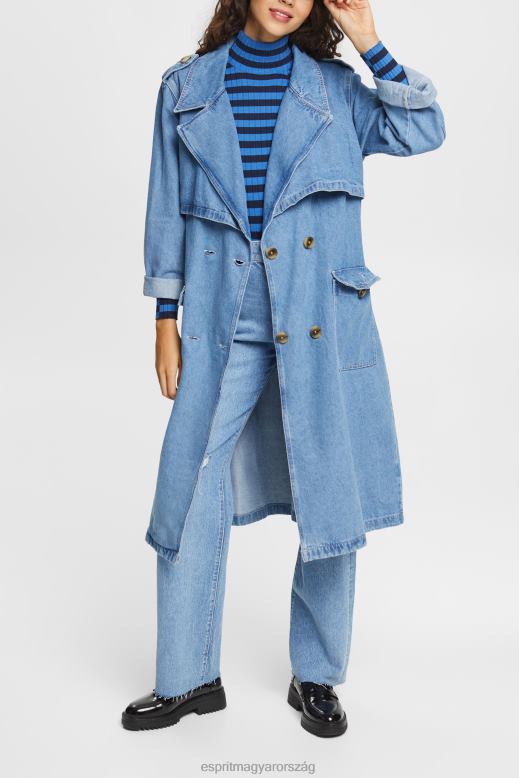 Esprit farmer trench kabát nők kék fényű mosás Kabátok F8HN8486
