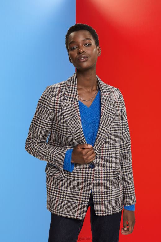 Esprit kockás gyapjúkeverék blézer nők krém bézs Kabátok F8HN8447