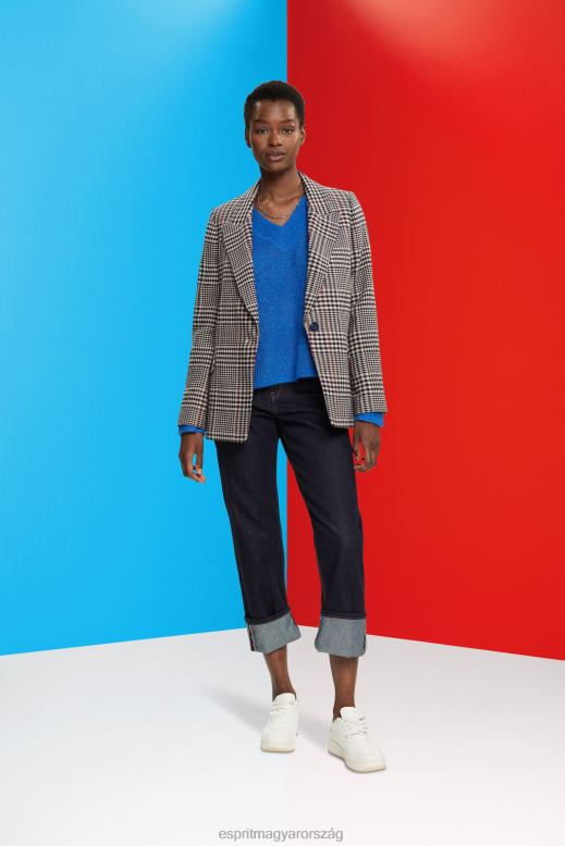 Esprit kockás gyapjúkeverék blézer nők krém bézs Kabátok F8HN8447