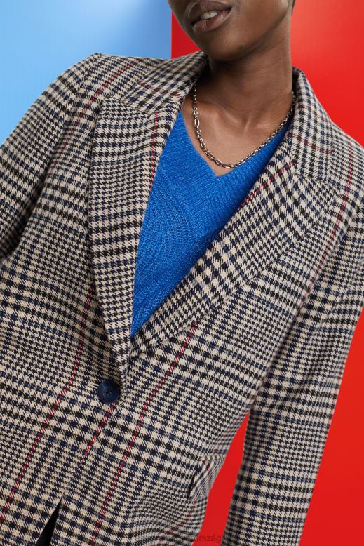 Esprit kockás gyapjúkeverék blézer nők krém bézs Kabátok F8HN8447